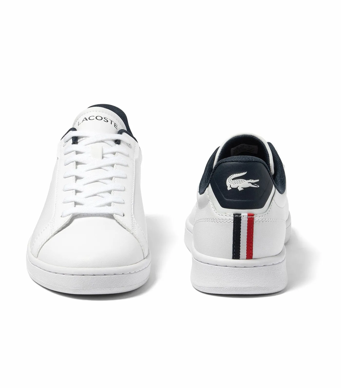 Men's Lacoste Carnaby Pro Leather Tricolour Trainers White/Navy/Red