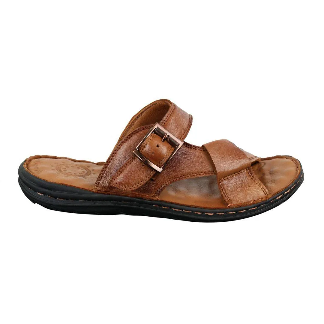 Mens Real Leather Slip On Mules Sandals Strap Buckle Premium Comfort Waterproof Walking
