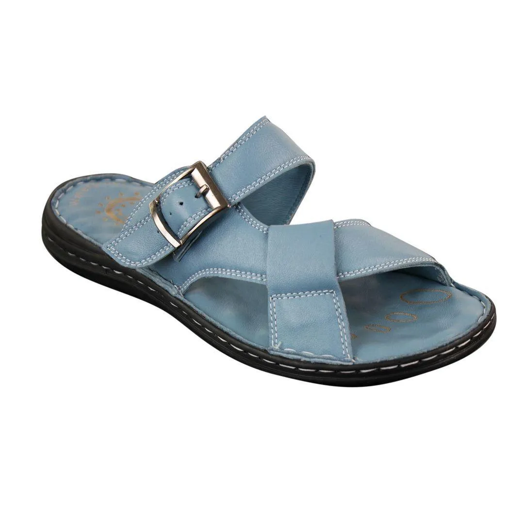Mens Real Leather Slip On Mules Sandals Strap Buckle Premium Comfort Waterproof Walking
