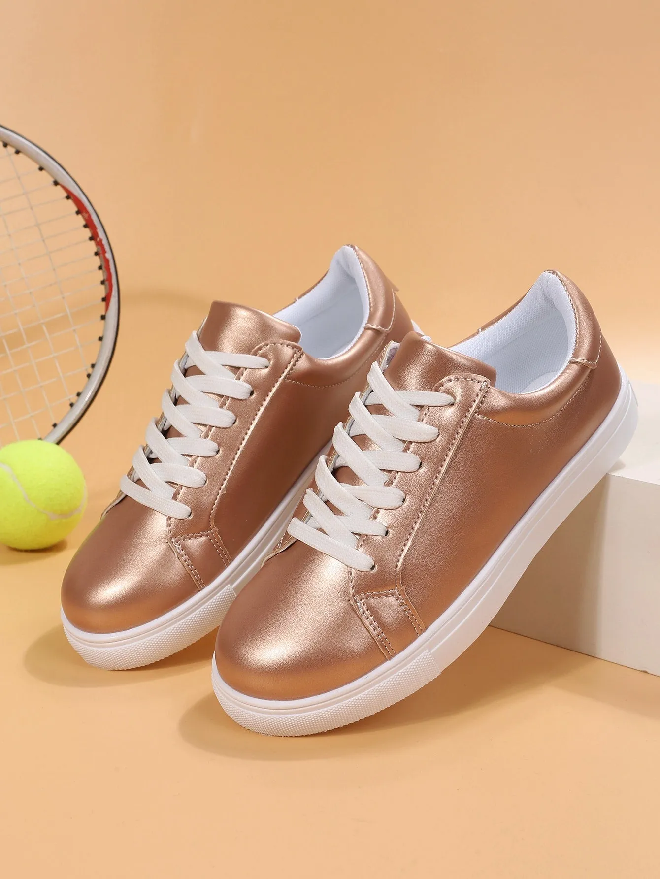 Metallic Lace-up Front Skate Shoes