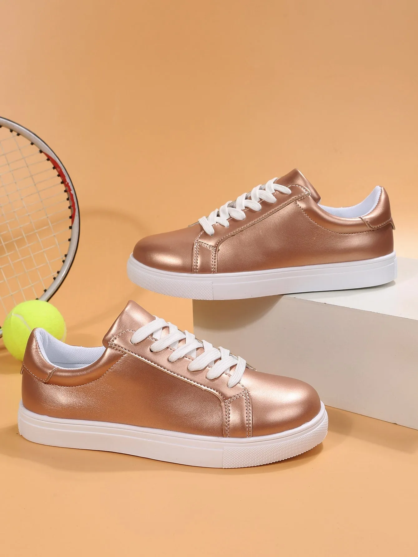 Metallic Lace-up Front Skate Shoes