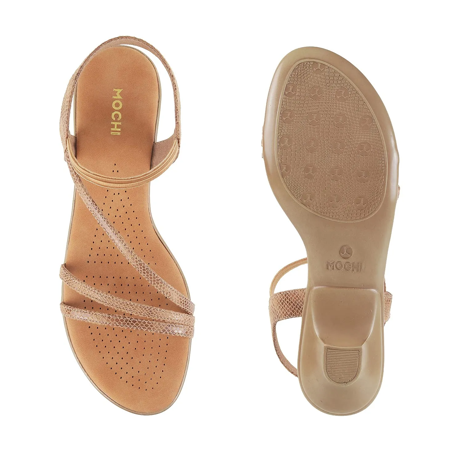 Mochi Womens Synthetic Beige Sandals (Size (7 UK (40 EU))