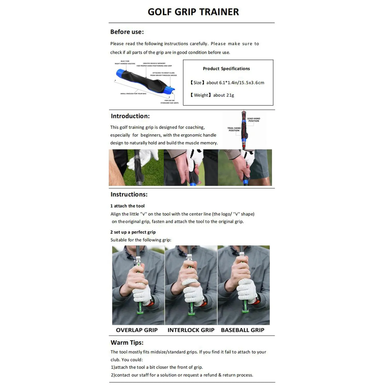 New Golf Grip Trainer-Portability, Correct Hand Position & Grasp