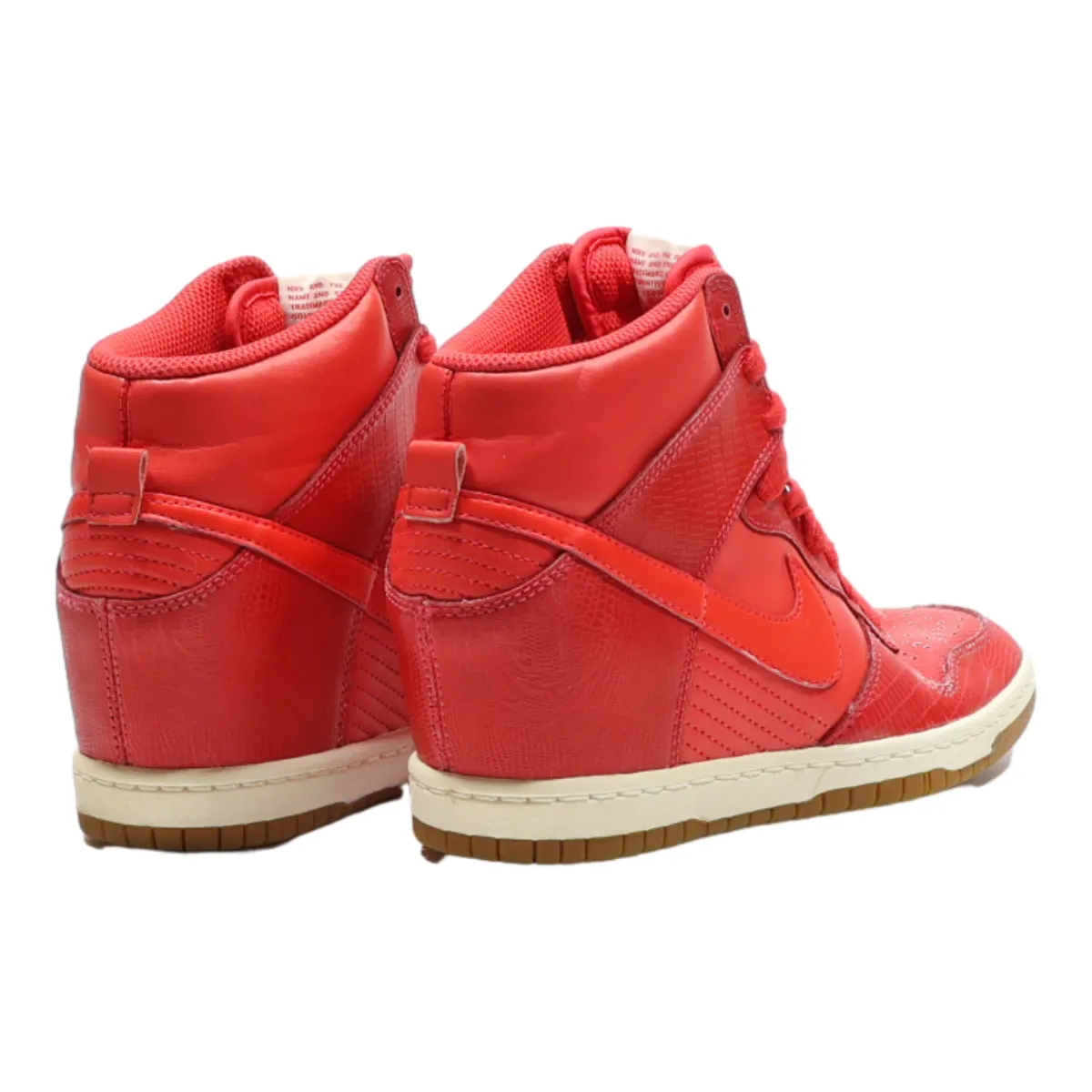NIKE Dunk High Top Trainers Red Leather Womens UK 3.5