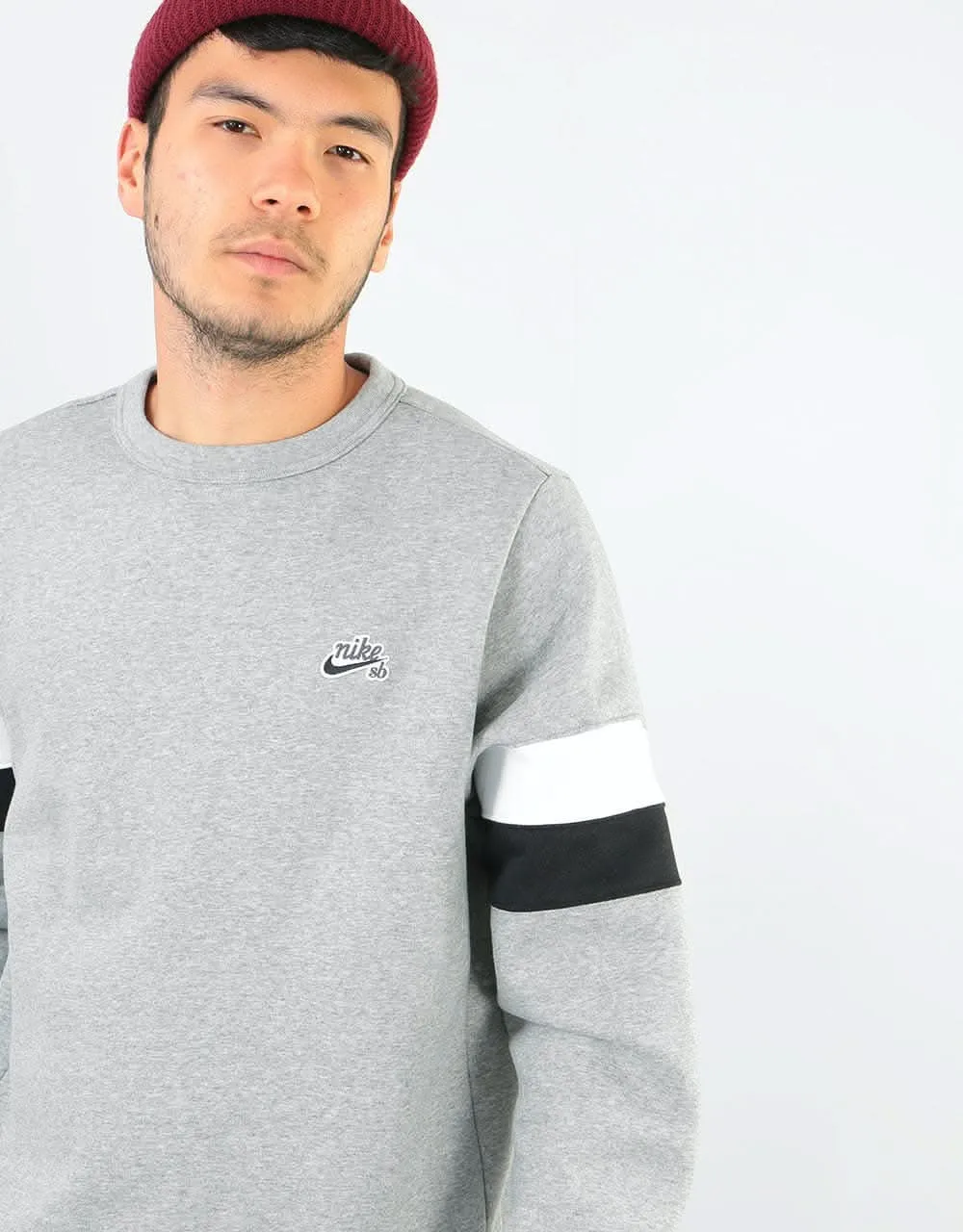 Nike SB Icon Crew Sweatshirt - Dk Grey Heather/White/Black/Black