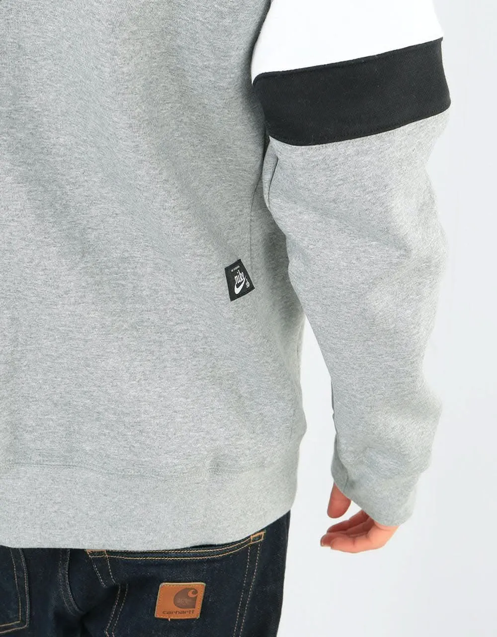 Nike SB Icon Crew Sweatshirt - Dk Grey Heather/White/Black/Black