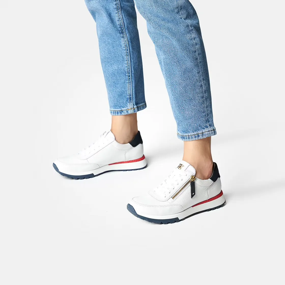 Paul Green - 5310 White and Nautical Zip Trainer [Wide Fit]