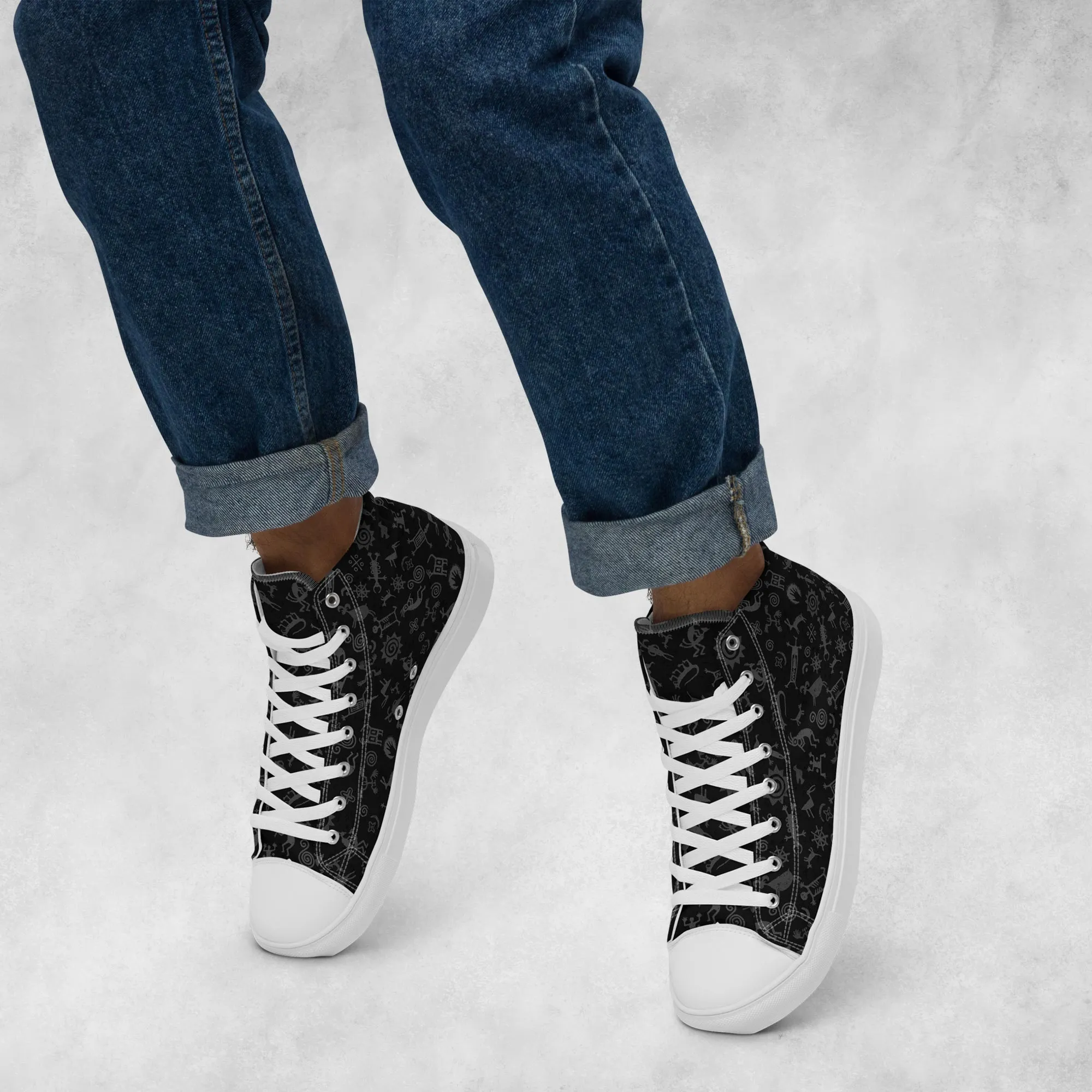 Petroglyphs - Men's High Top Canvas Shoes
