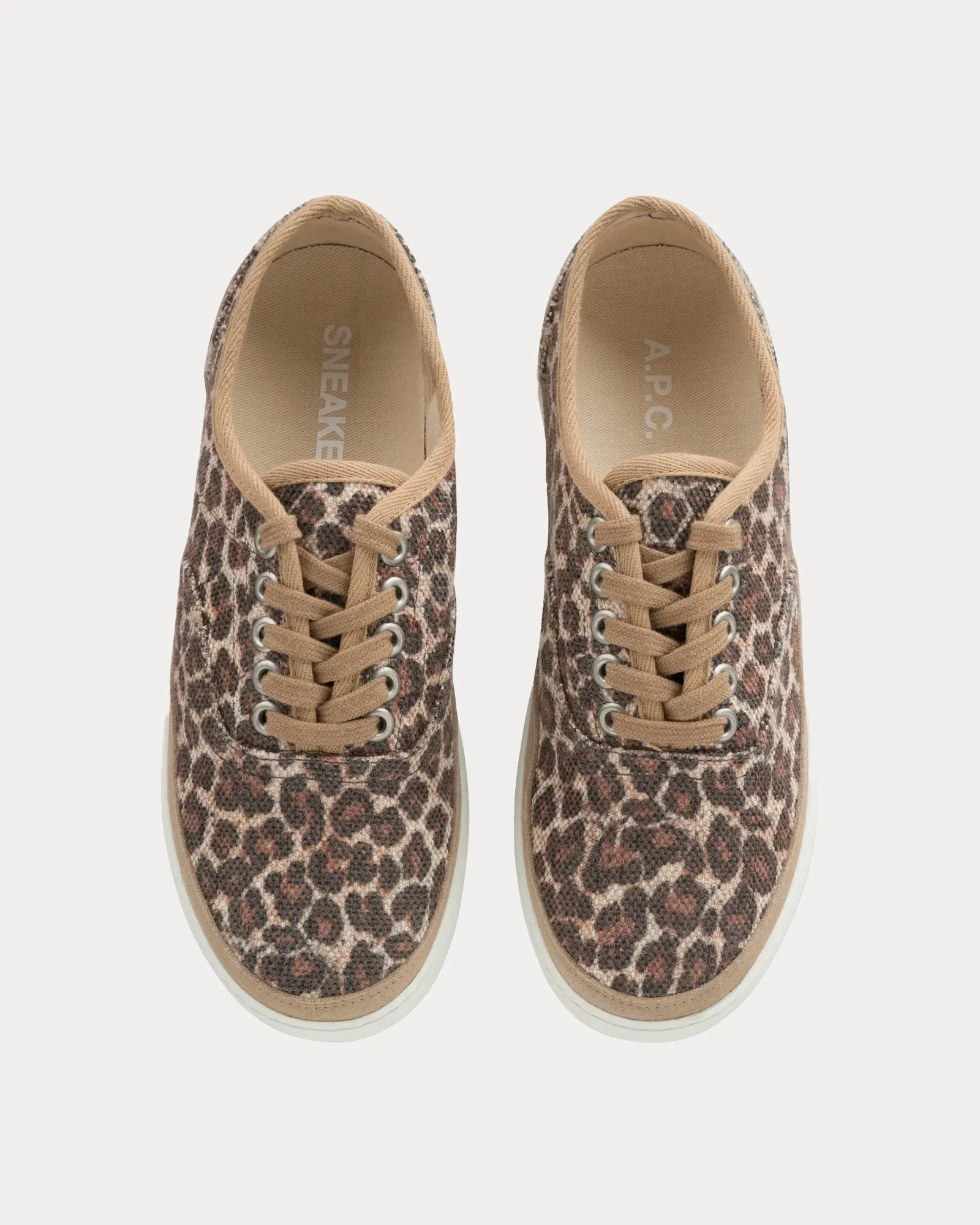 Plain Simple Leopard-Print Beige Low Top Sneakers
