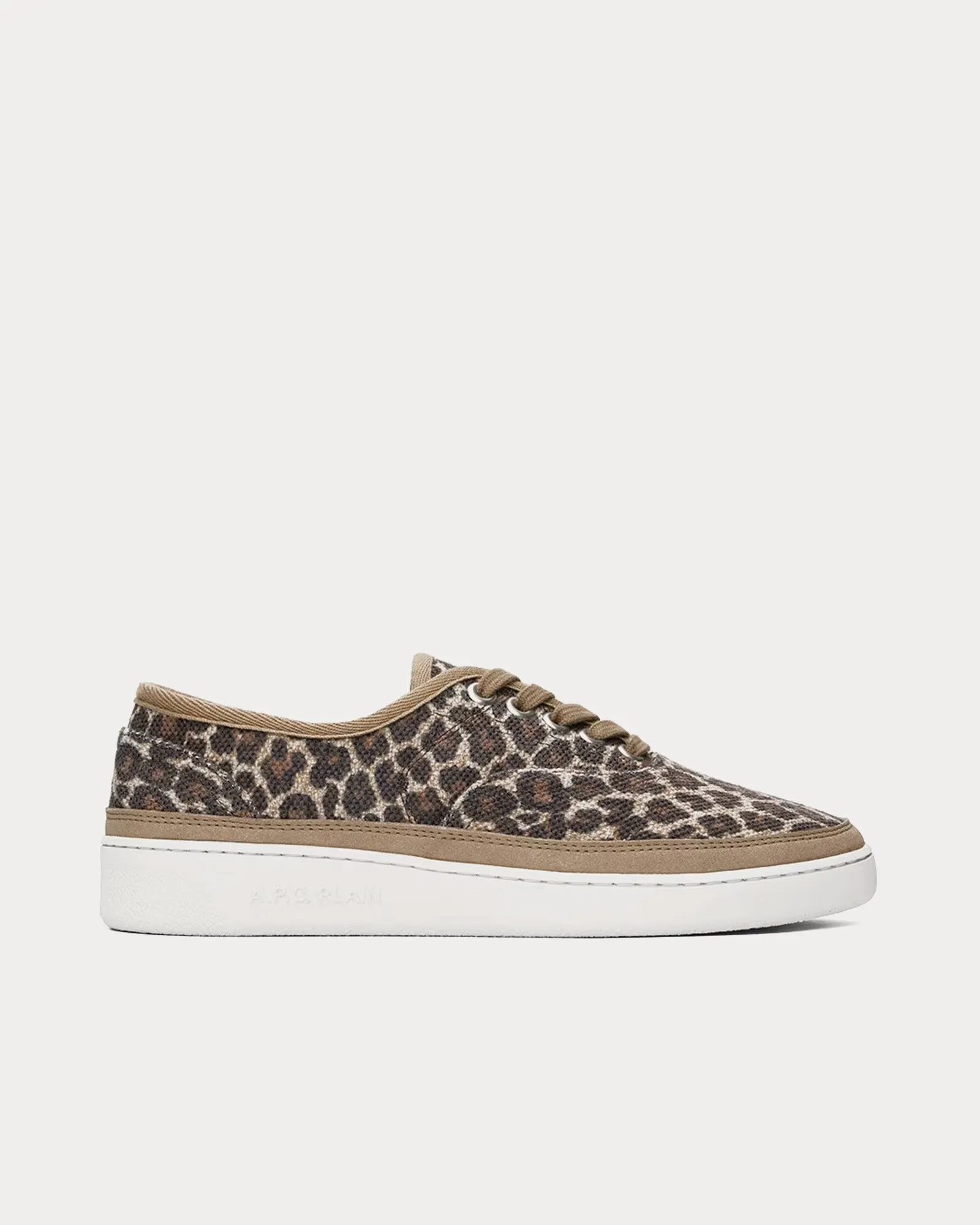 Plain Simple Leopard-Print Beige Low Top Sneakers