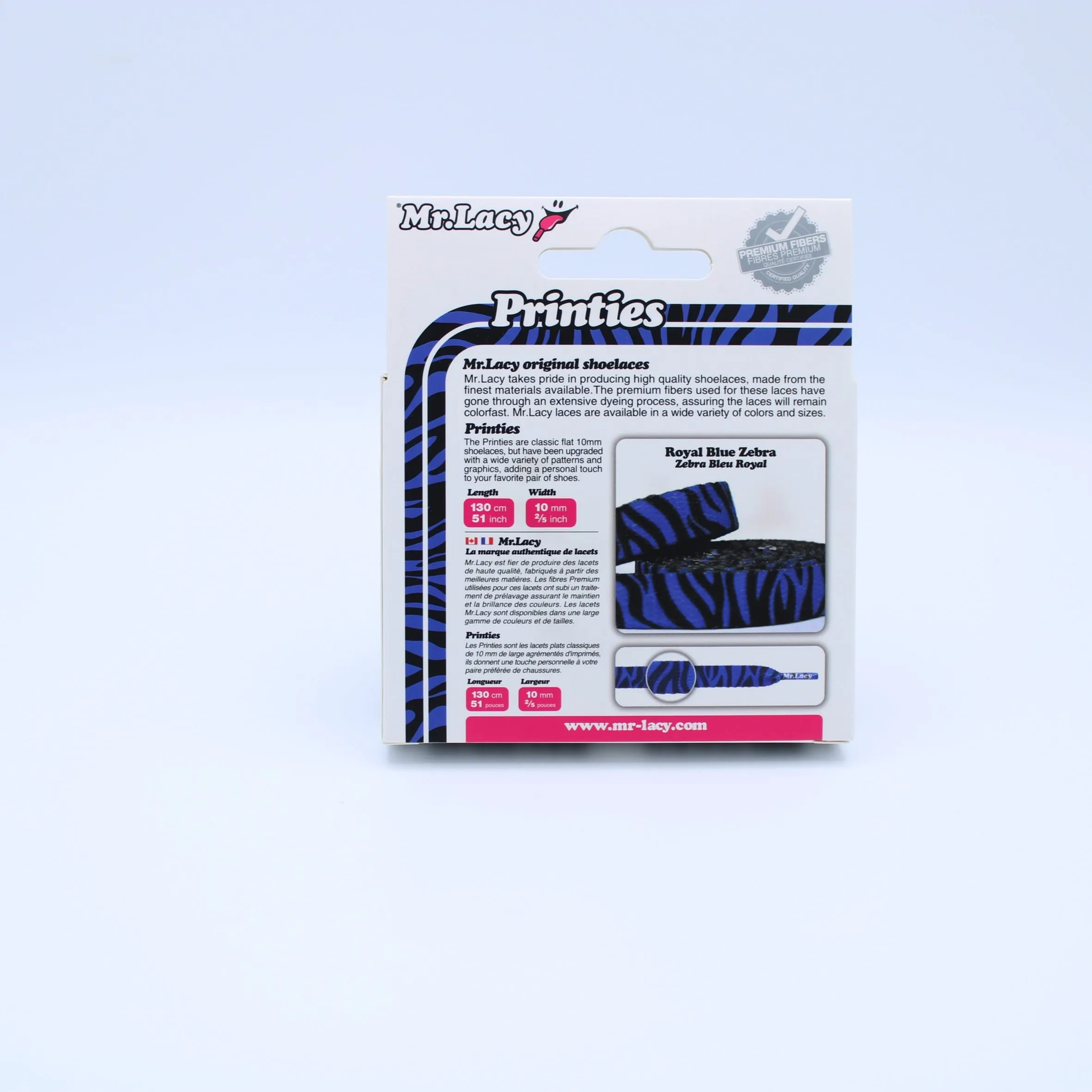 Printies Shoelaces · Zebra Royal Blue