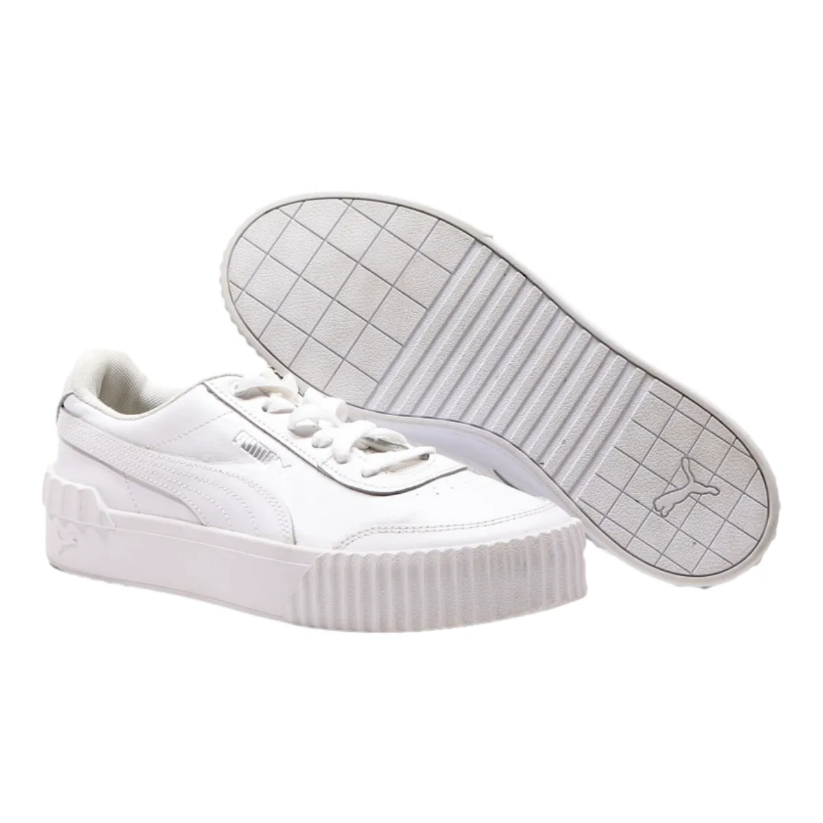 PUMA Carina Lift Damen Platform Trainers Beige Leather Womens UK 6