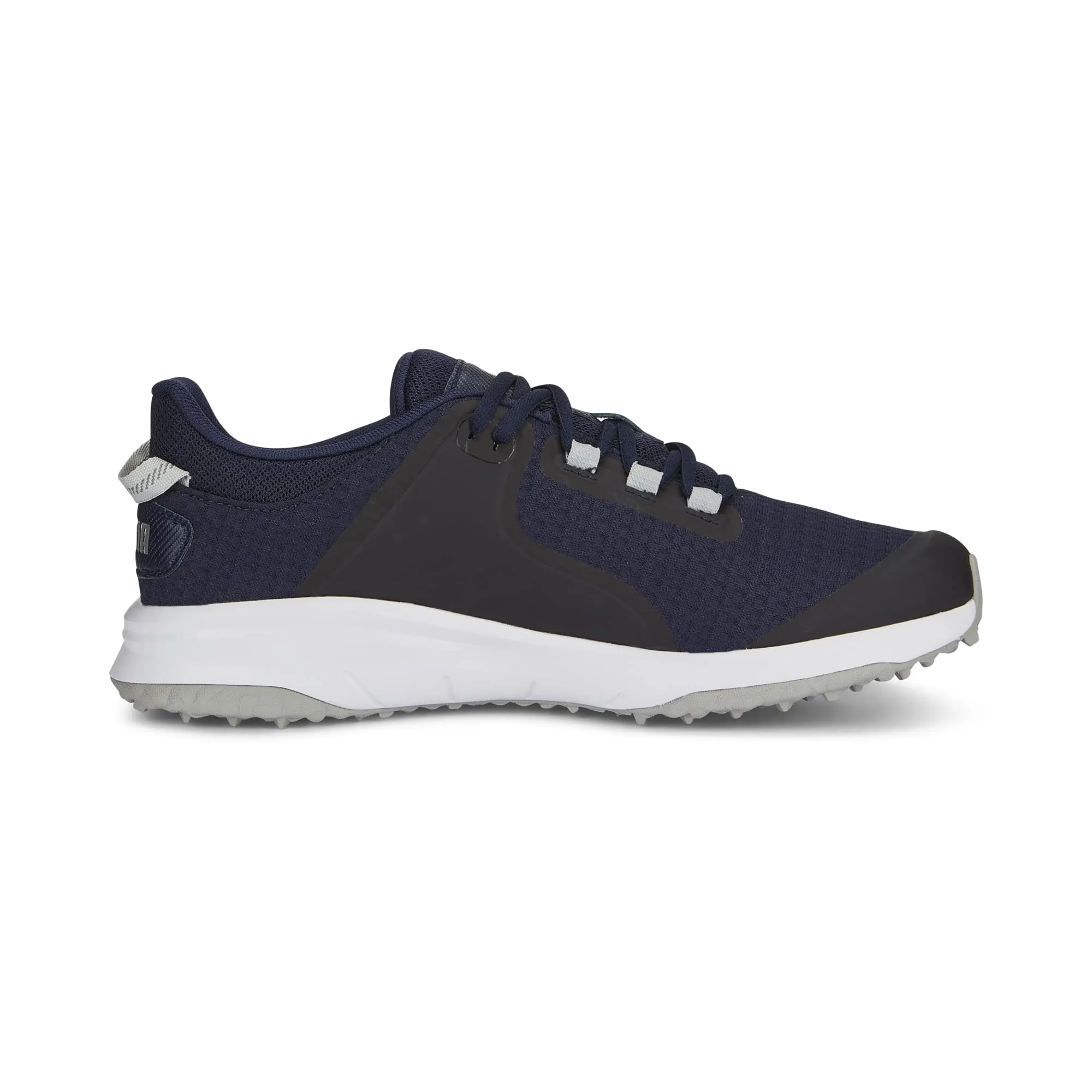 PUMA GOLF Men's Fusion Grip Golf Shoe, Puma Navy-Puma Silver-Quiet Shade, 10.5