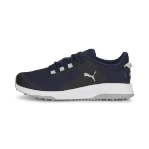 PUMA GOLF Men's Fusion Grip Golf Shoe, Puma Navy-Puma Silver-Quiet Shade, 10.5