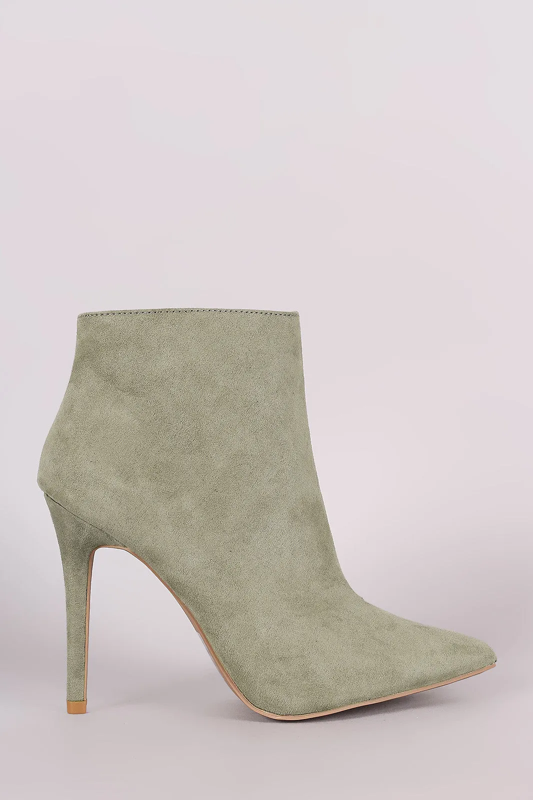Qupid Suede Pointy Toe Stiletto Booties