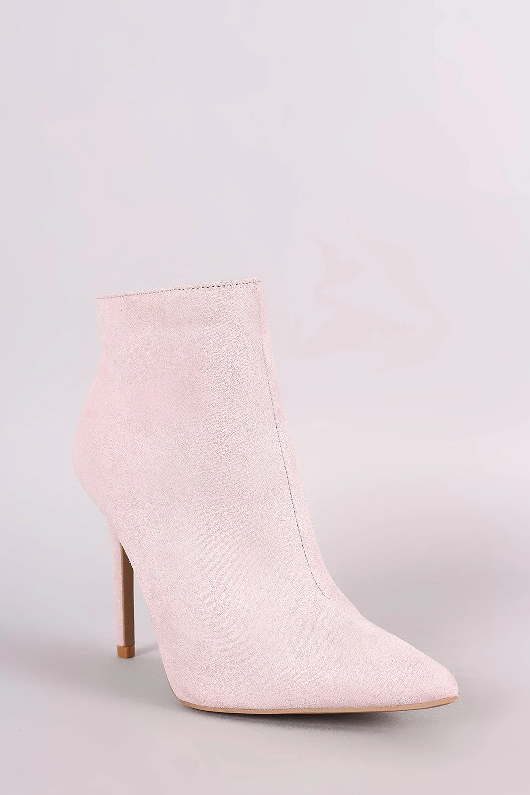 Qupid Suede Pointy Toe Stiletto Booties