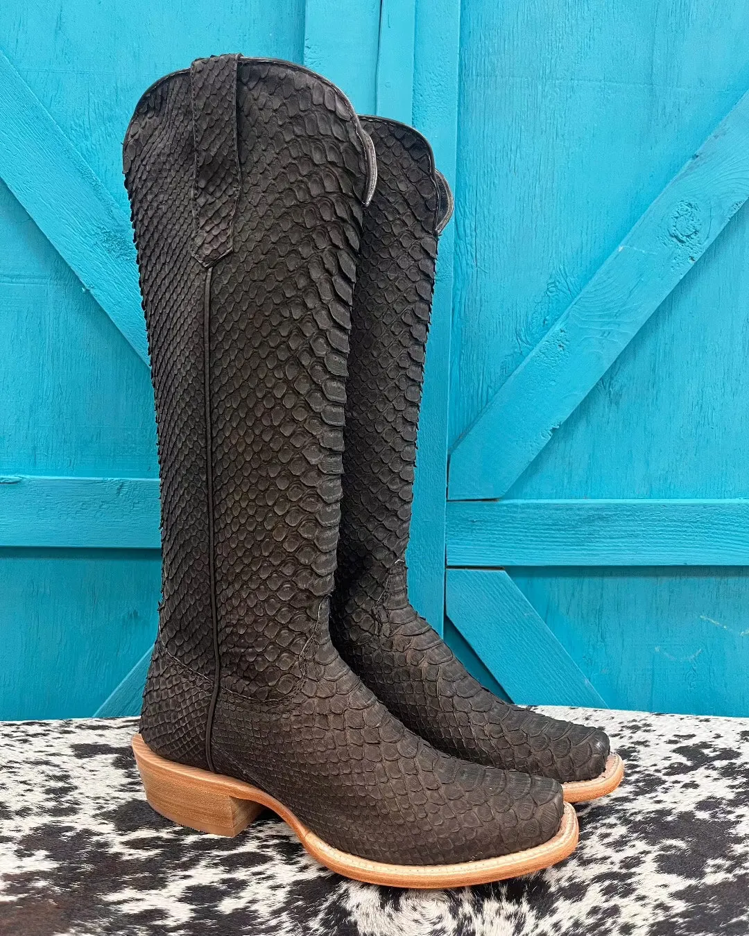 R. Watson Matte Brown 17" Python Cowgirl Boots RWL7216