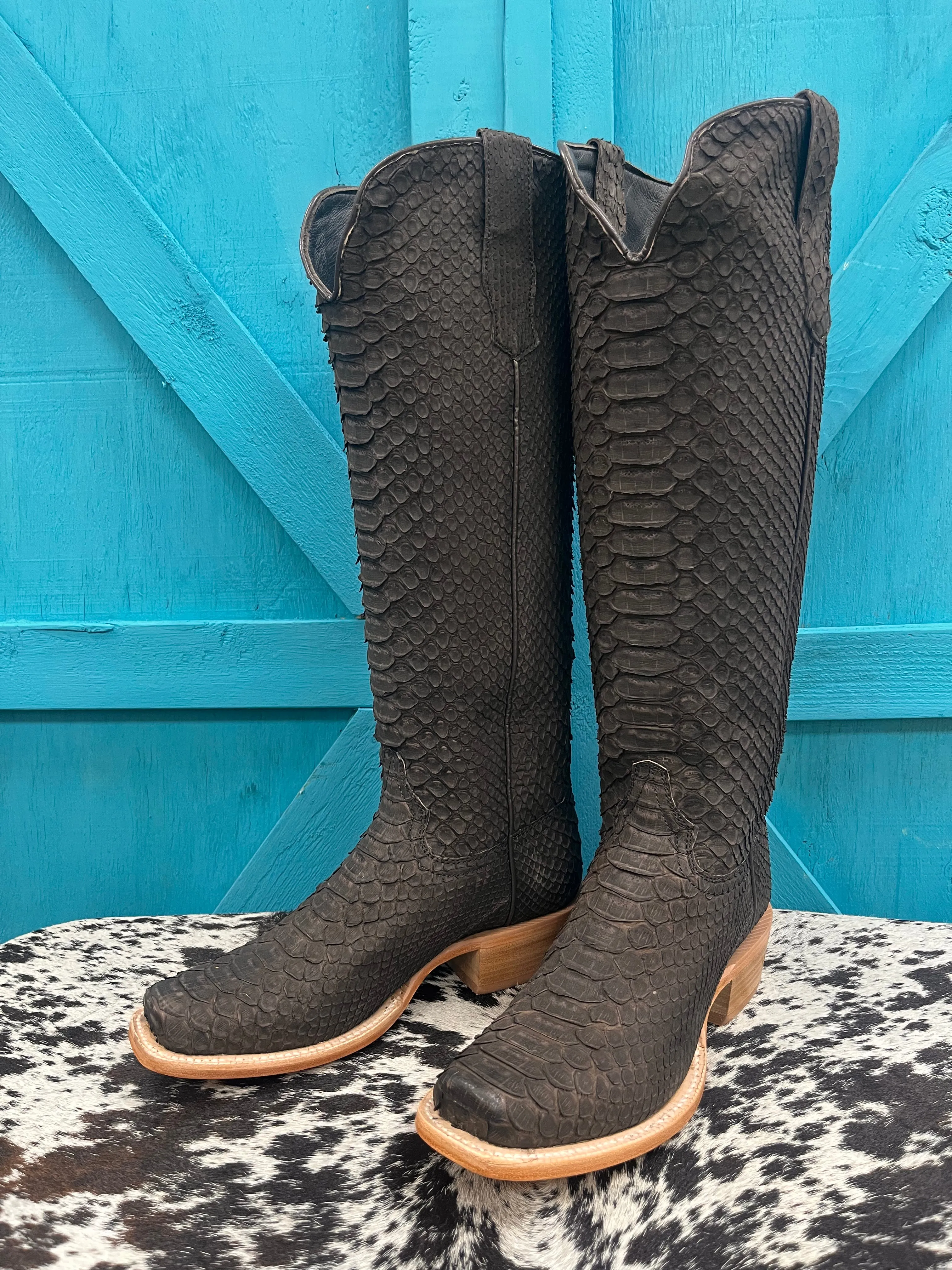 R. Watson Matte Brown 17" Python Cowgirl Boots RWL7216