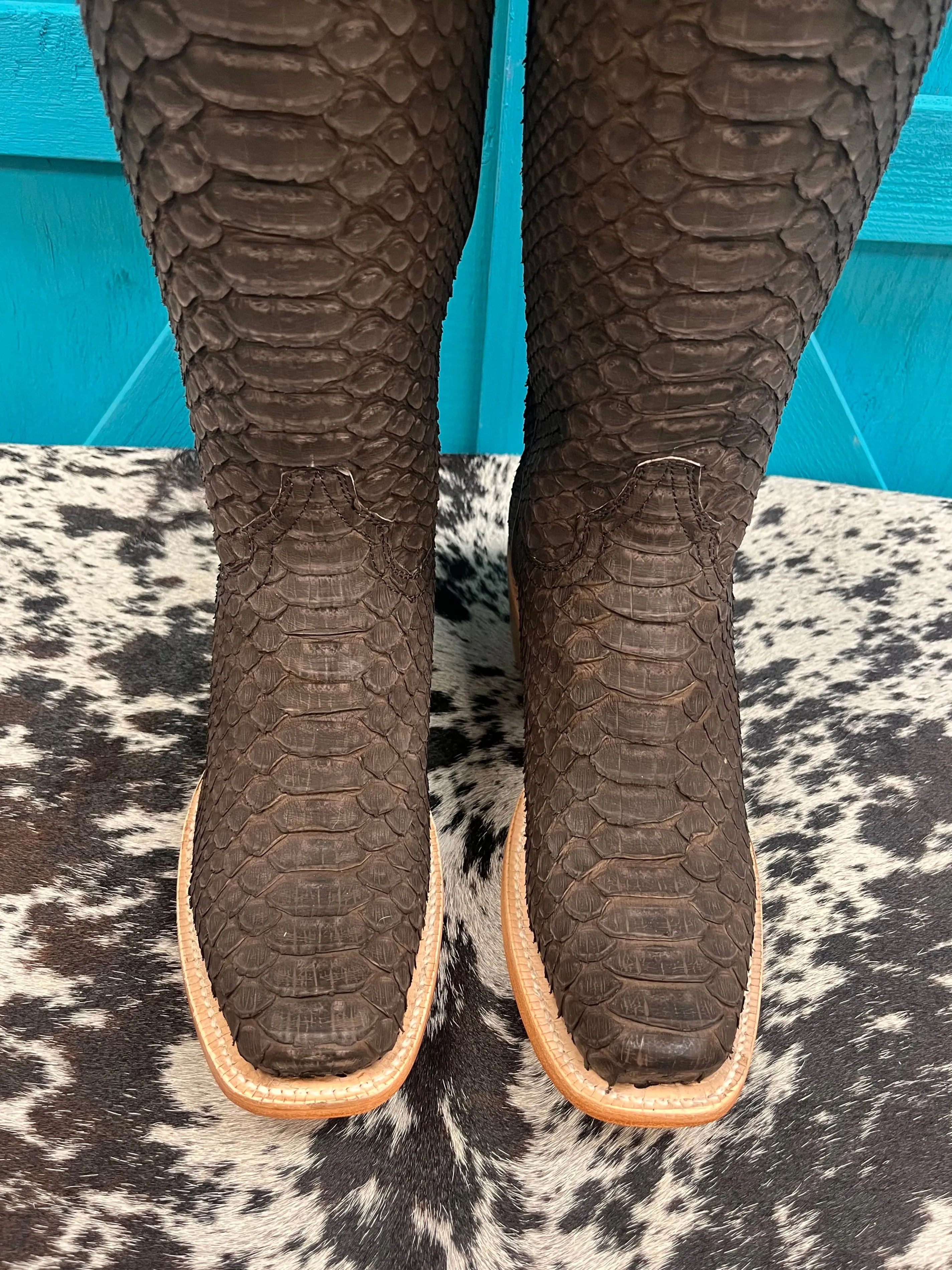 R. Watson Matte Brown 17" Python Cowgirl Boots RWL7216