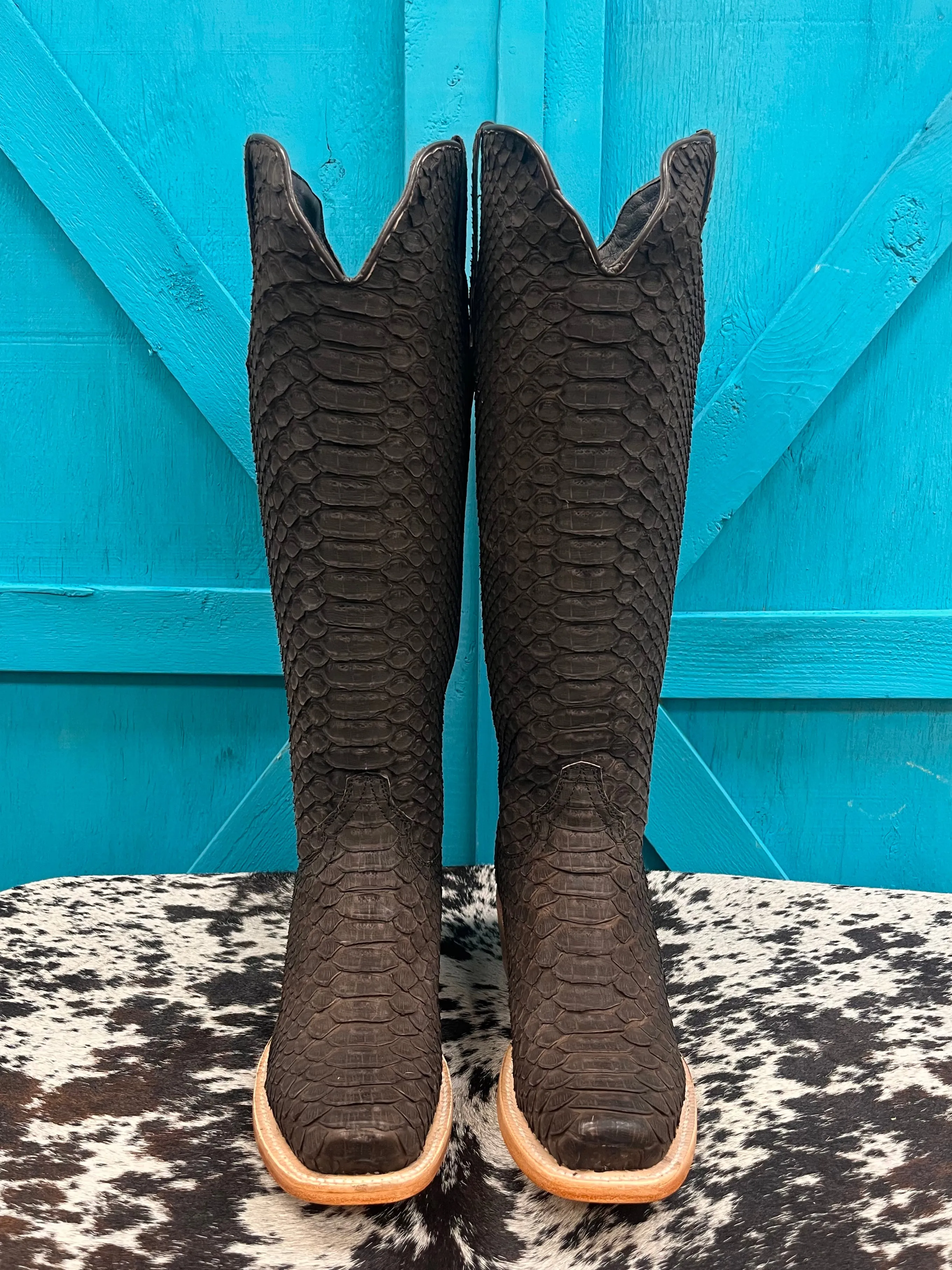 R. Watson Matte Brown 17" Python Cowgirl Boots RWL7216