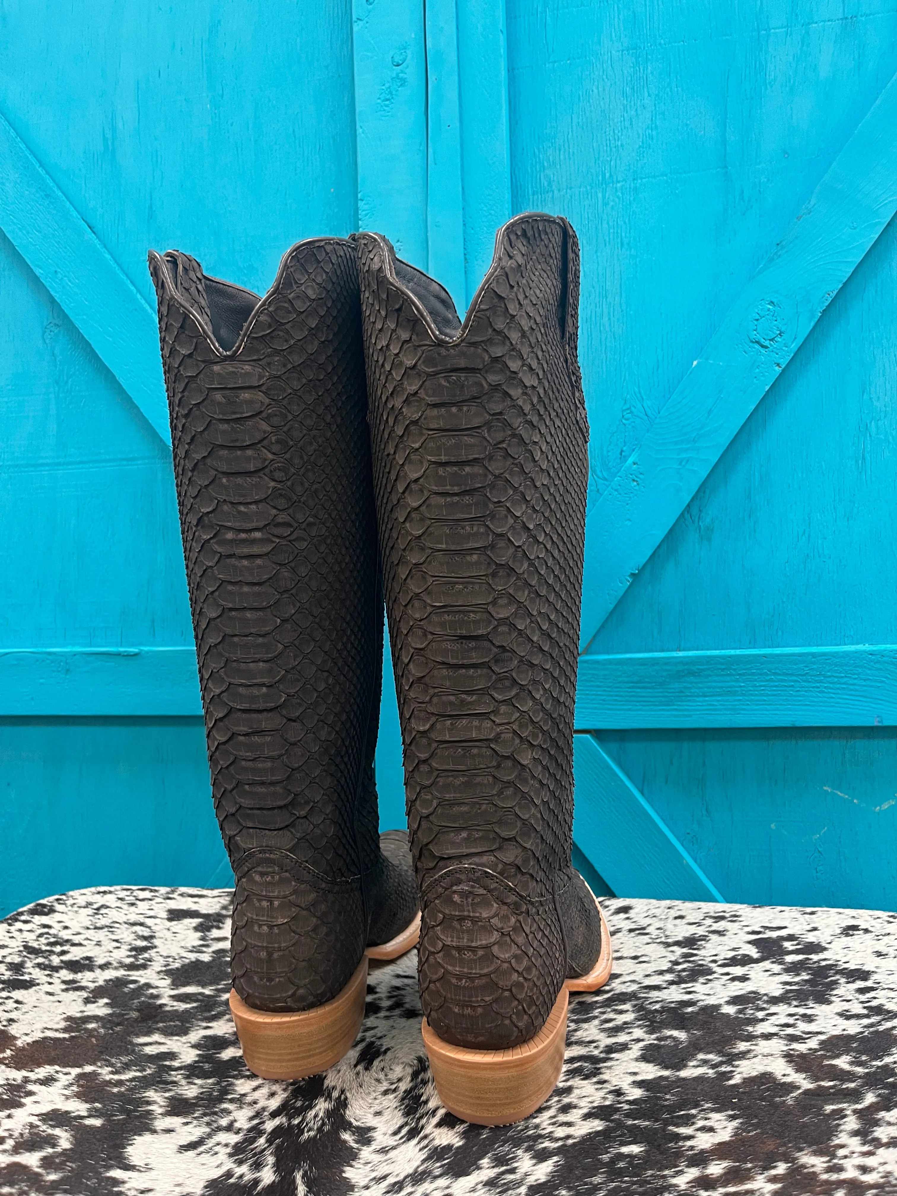 R. Watson Matte Brown 17" Python Cowgirl Boots RWL7216