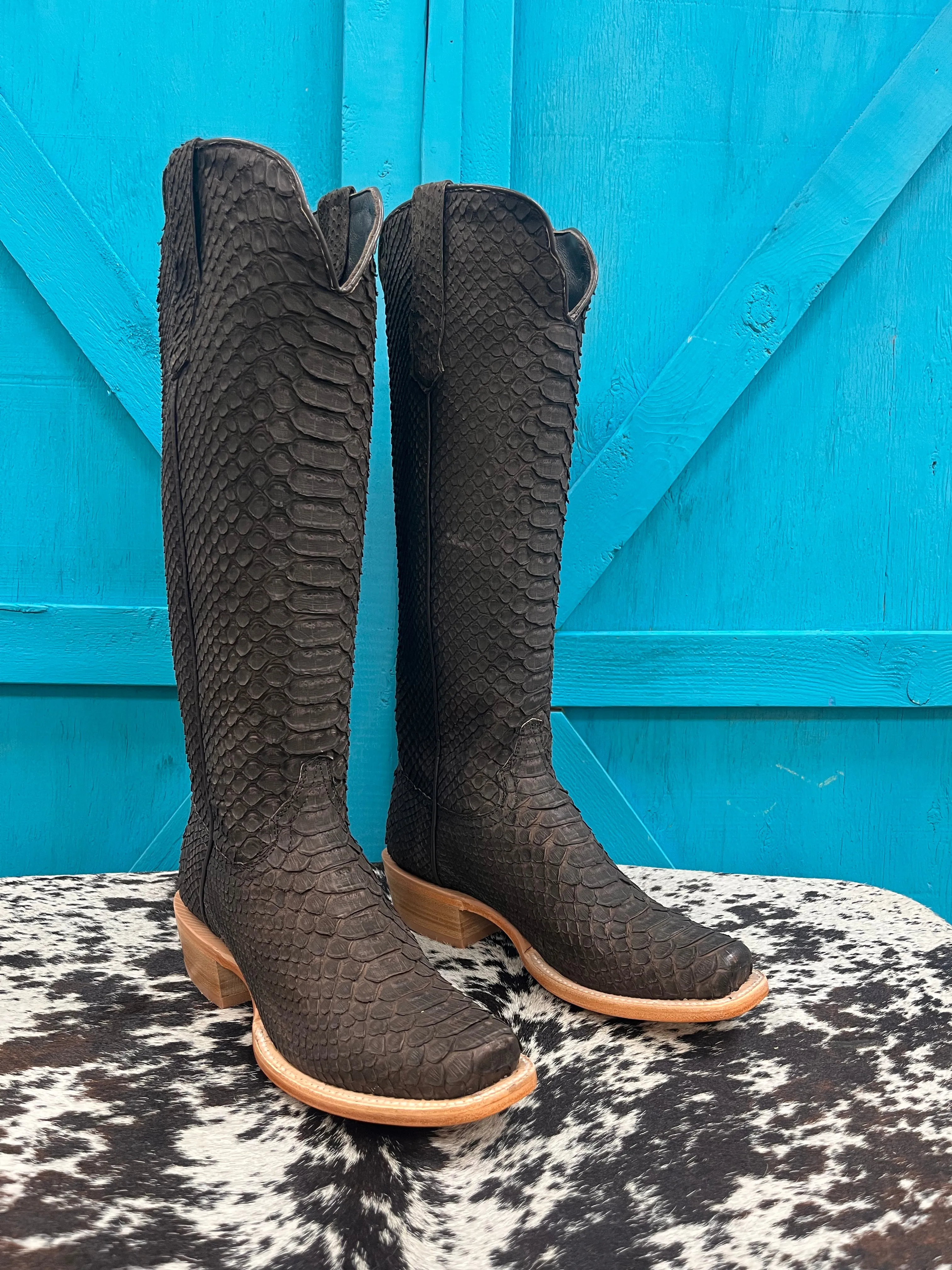 R. Watson Matte Brown 17" Python Cowgirl Boots RWL7216