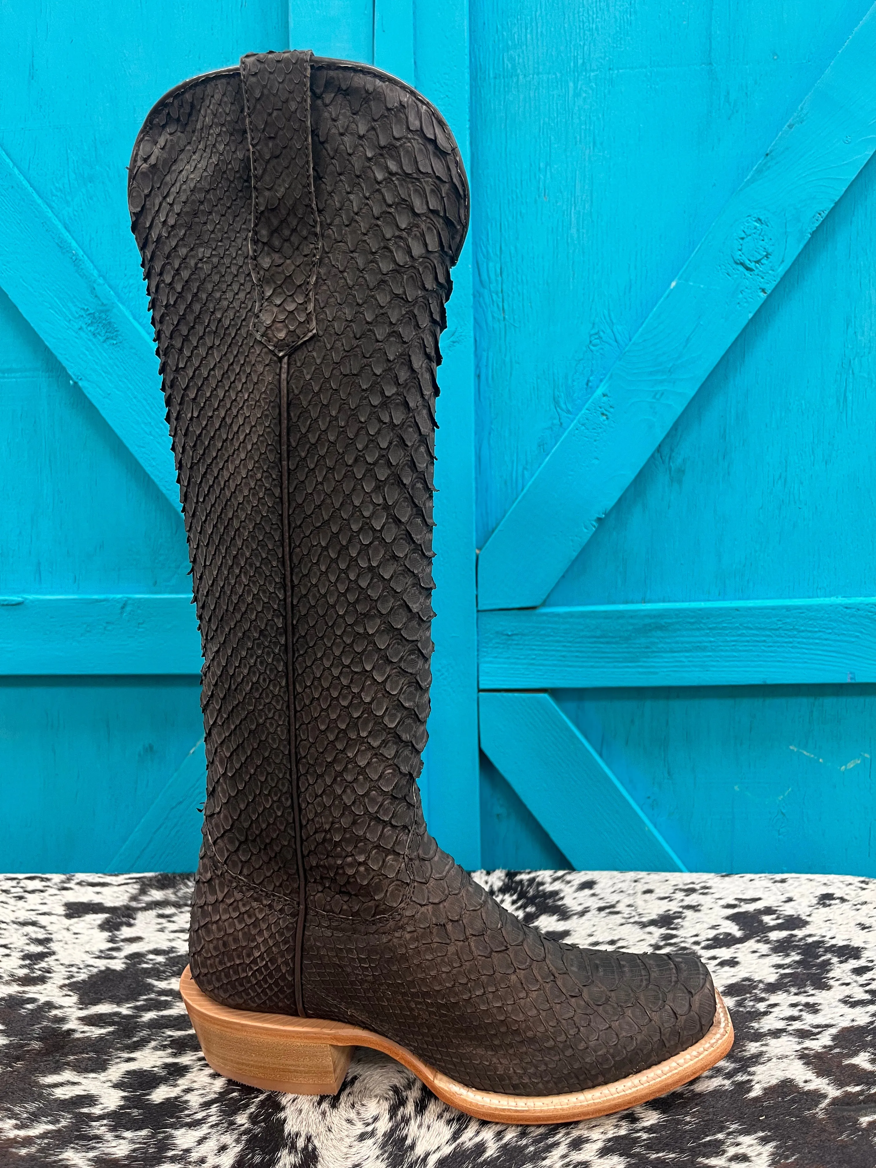 R. Watson Matte Brown 17" Python Cowgirl Boots RWL7216