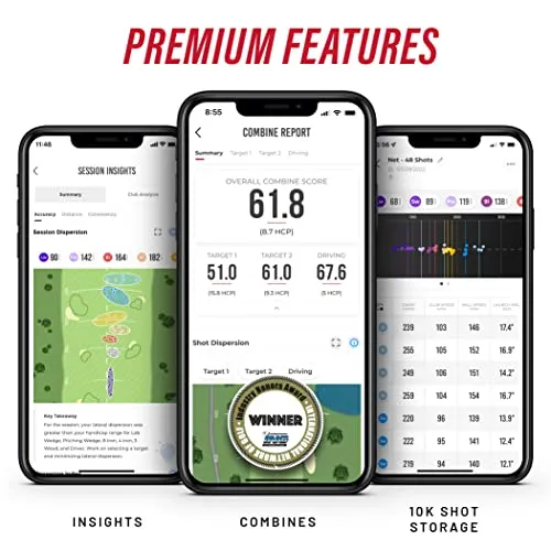 Rapsodo Mobile Launch Monitor for Golf Indoor and Outdoor Use with GPS Satellite View and Professional Level Accuracy, iPhone & iPad Only,Black/Red