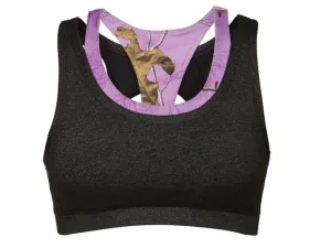 Realtree Camouflage Colosseum WOMEN Charcoal Violet Support Workout Sports Bra