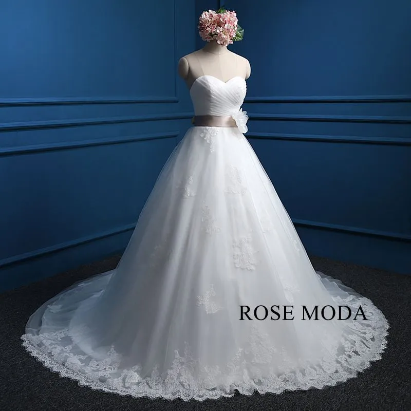 Rosemoda Sweetheart Neckline Ball Gown Wedding Dress With Detachable Belt