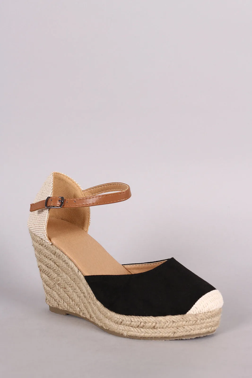 Round Toe Ankle strap Espadrille Platform Wedge