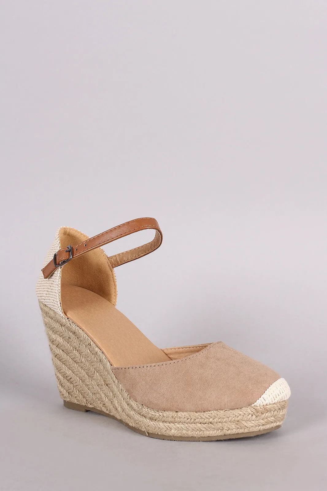 Round Toe Ankle strap Espadrille Platform Wedge