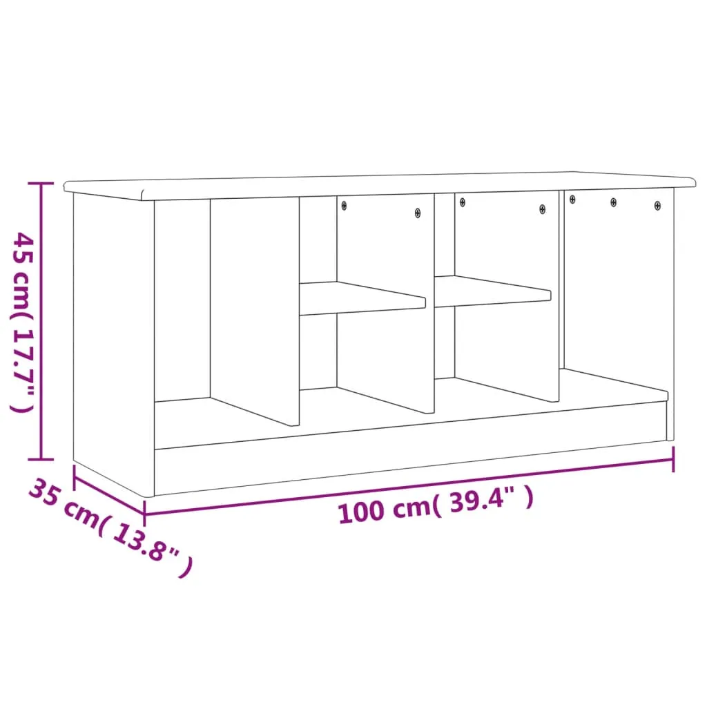 Shoe Bench ALTA White 100x35x45 cm Solid Wood Pine