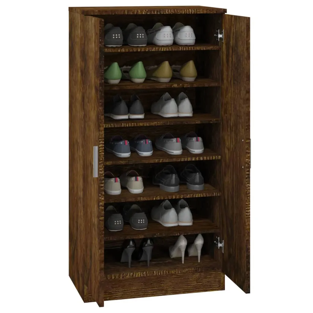 Shoe Cabinet Smoked Oak 55x35x108 cm Engineered Wood