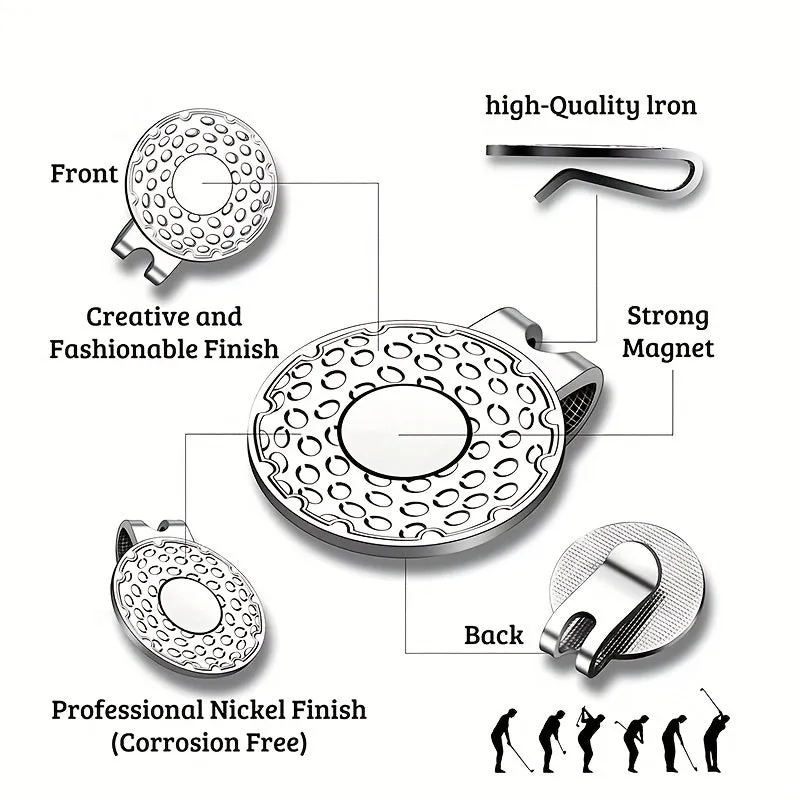 Silver Magnetic Golf Ball Marker Hat Clip for Precision Aim