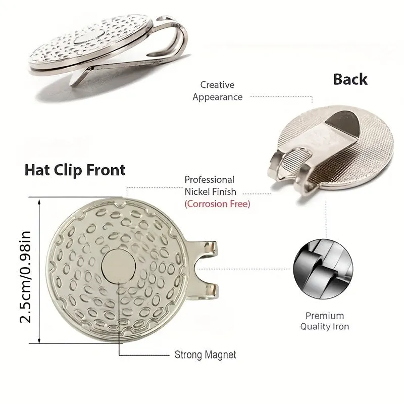Silver Magnetic Golf Ball Marker Hat Clip for Precision Aim