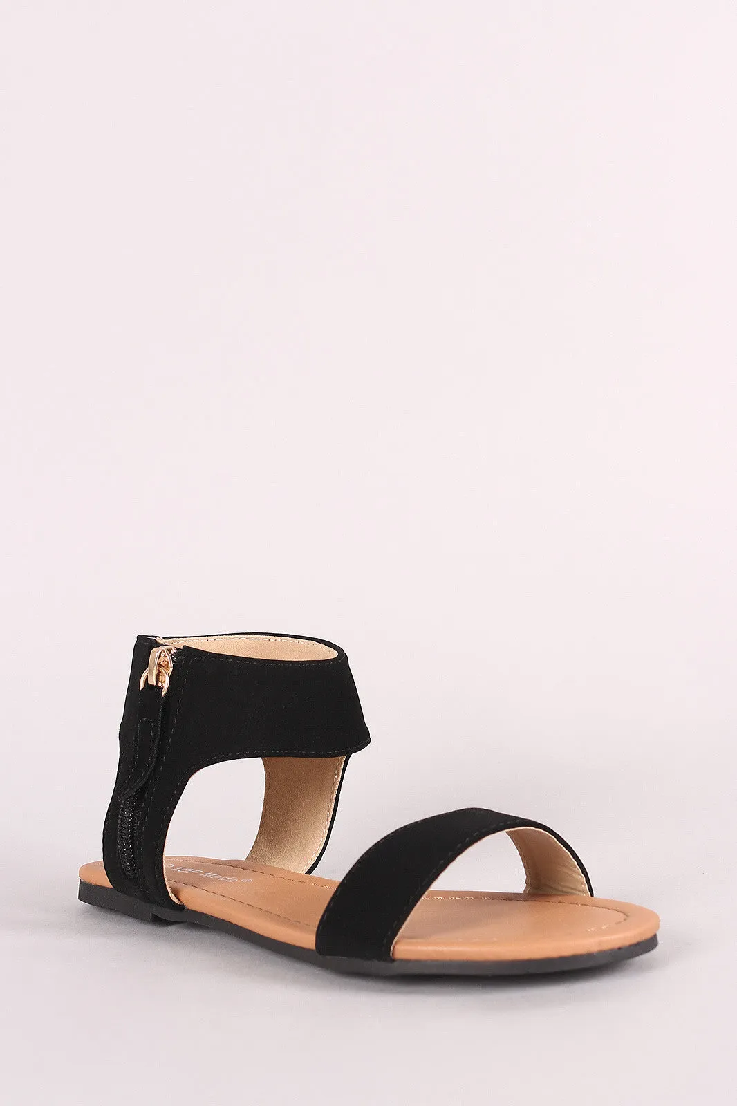 Single Band Side Zipper Flat Sandal