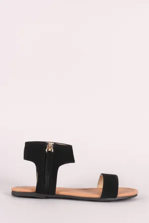 Single Band Side Zipper Flat Sandal