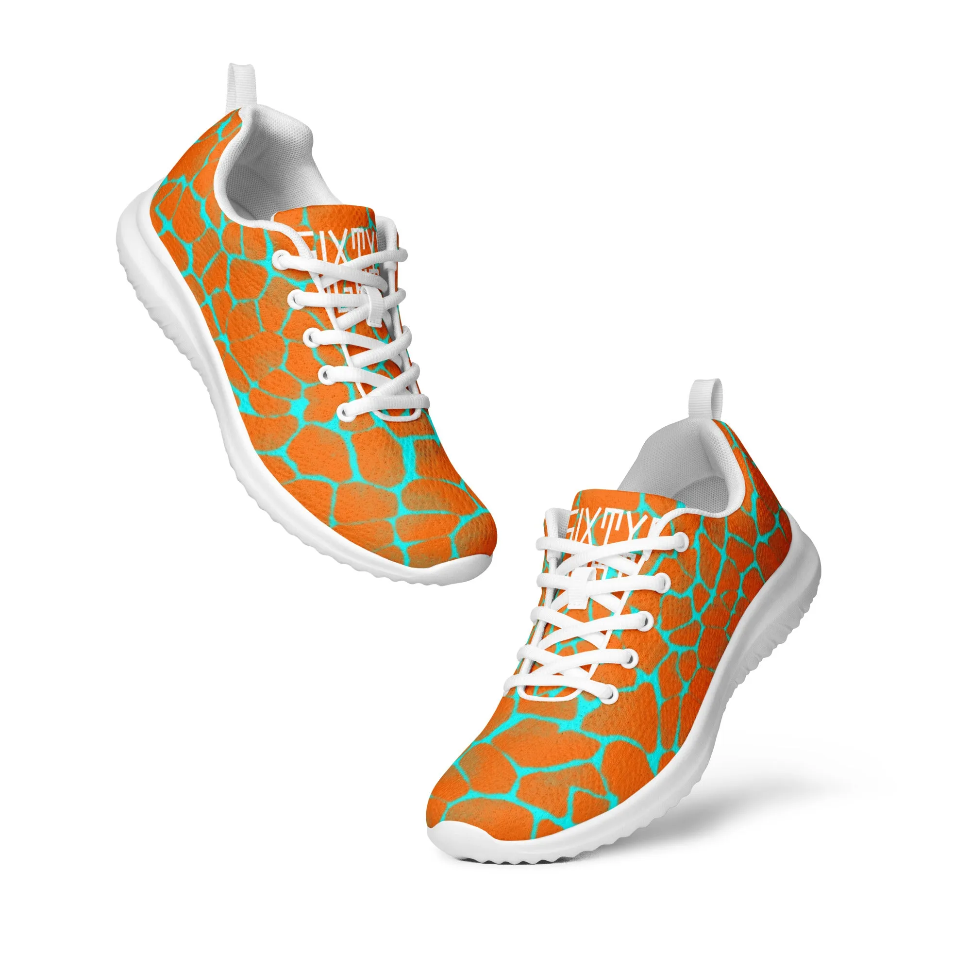 Sixty Eight 93 Logo White Boa Orange & Aqua Blue Women’s Athletic Shoes
