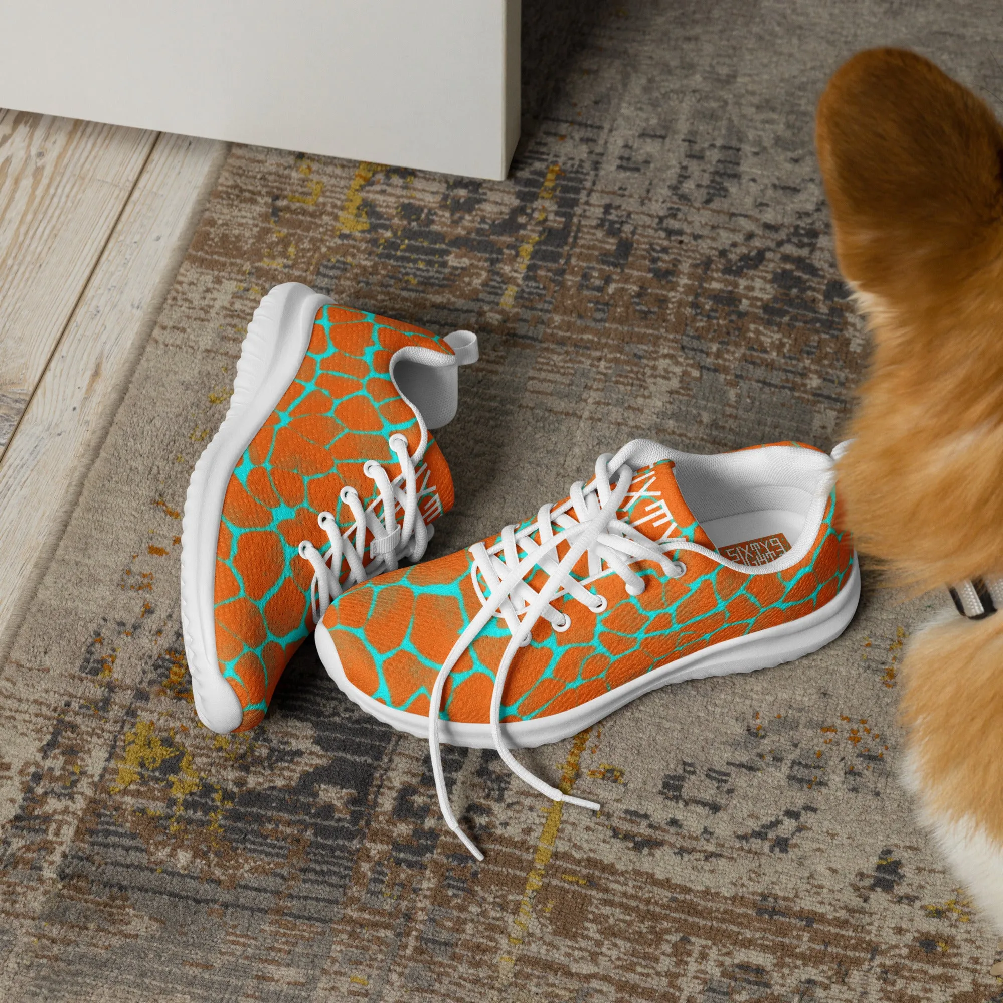 Sixty Eight 93 Logo White Boa Orange & Aqua Blue Women’s Athletic Shoes