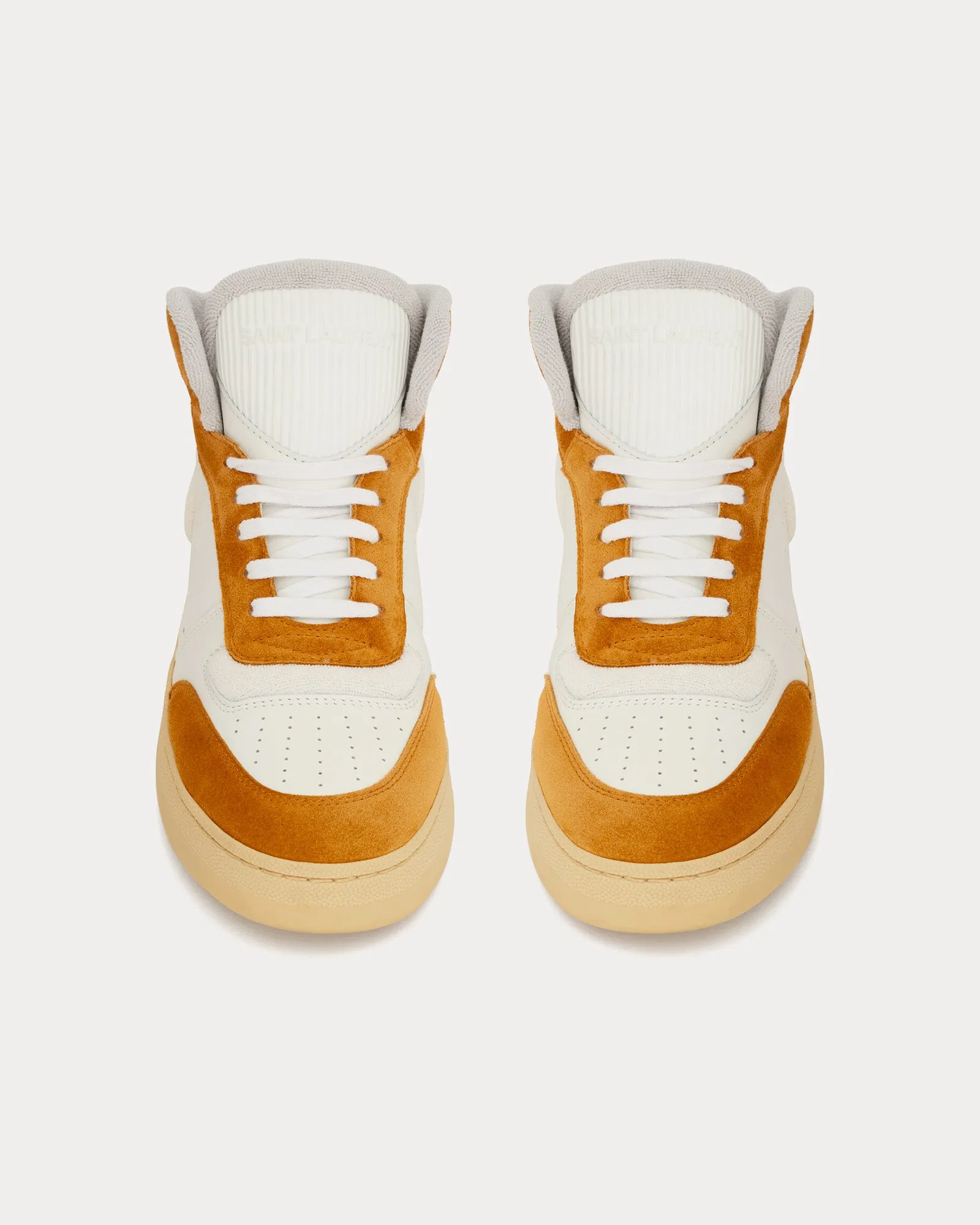 SL/80 Leather & Suede White / Mustard Mid Top Sneakers