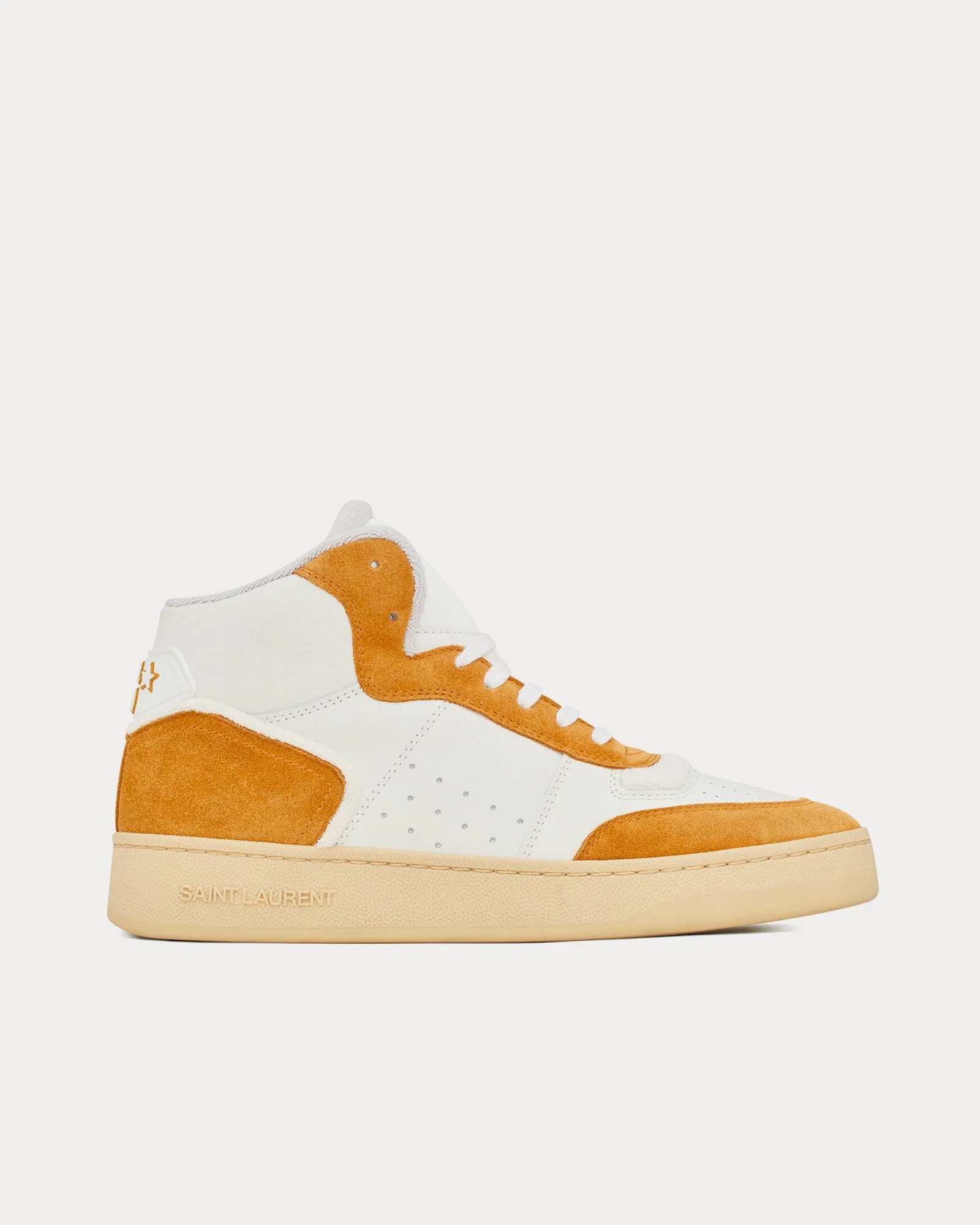 SL/80 Leather & Suede White / Mustard Mid Top Sneakers