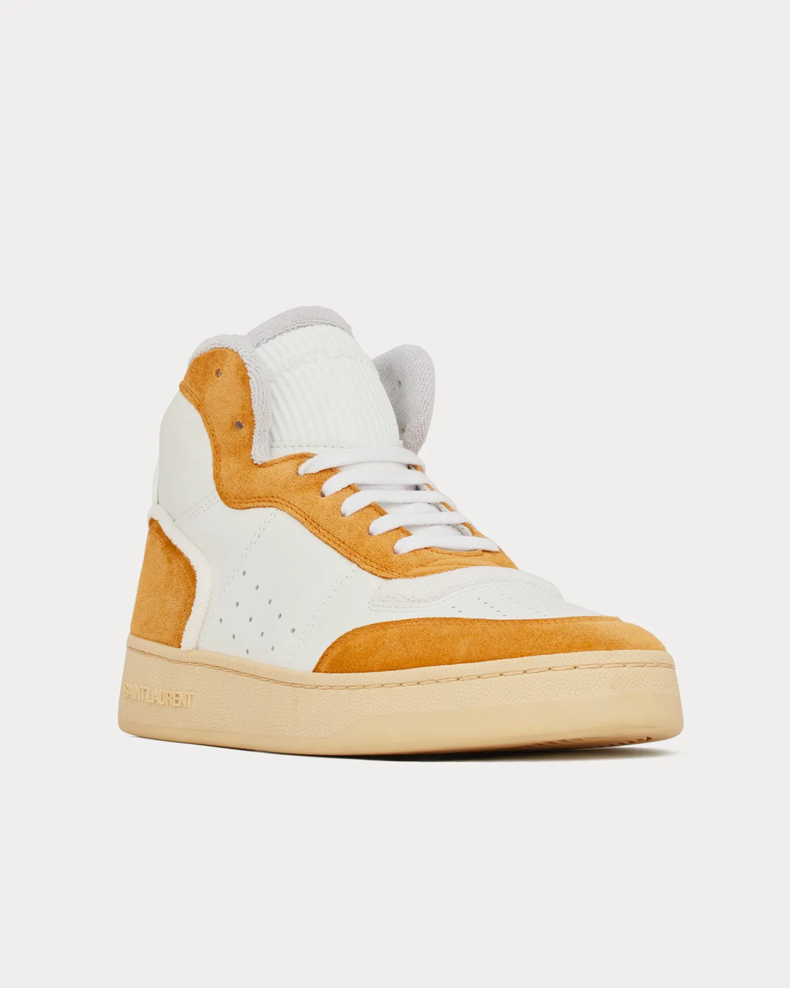 SL/80 Leather & Suede White / Mustard Mid Top Sneakers