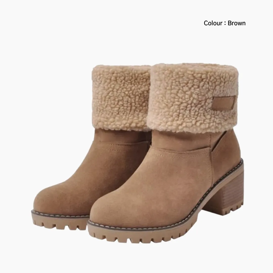 Slip-On, Round Toe : Winter Boots for Women