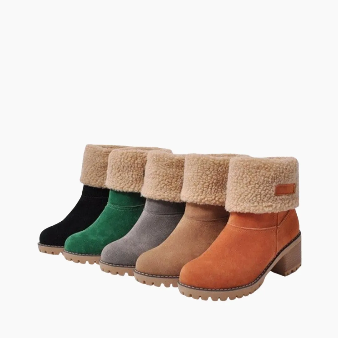 Slip-On, Round Toe : Winter Boots for Women
