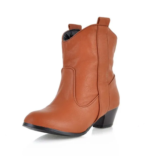 Slip on western winter ankle Boots