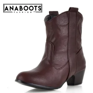Slip on western winter ankle Boots