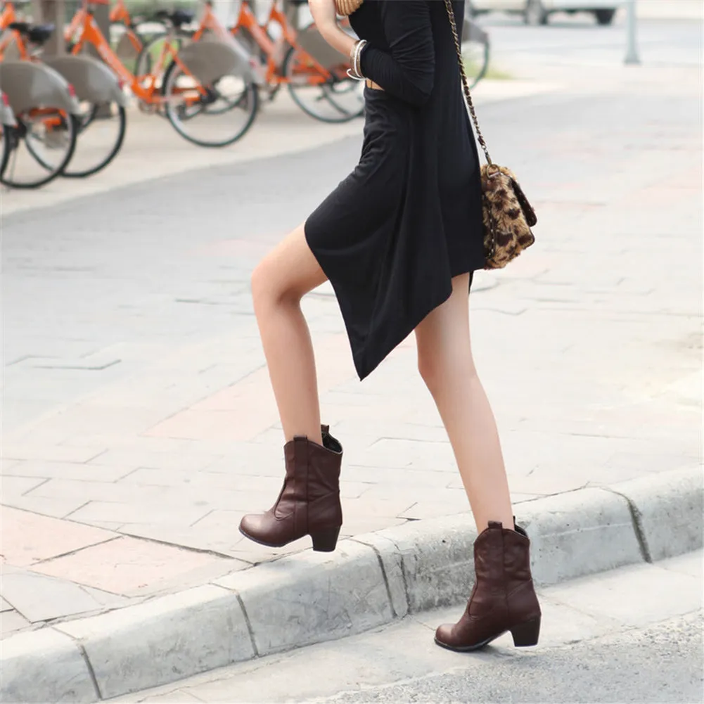 Slip on western winter ankle Boots