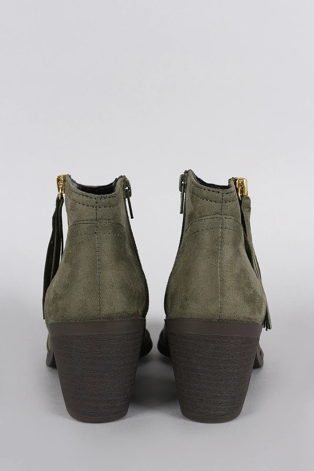 Soda Side Fringe Tassel  Western Ankle Boots