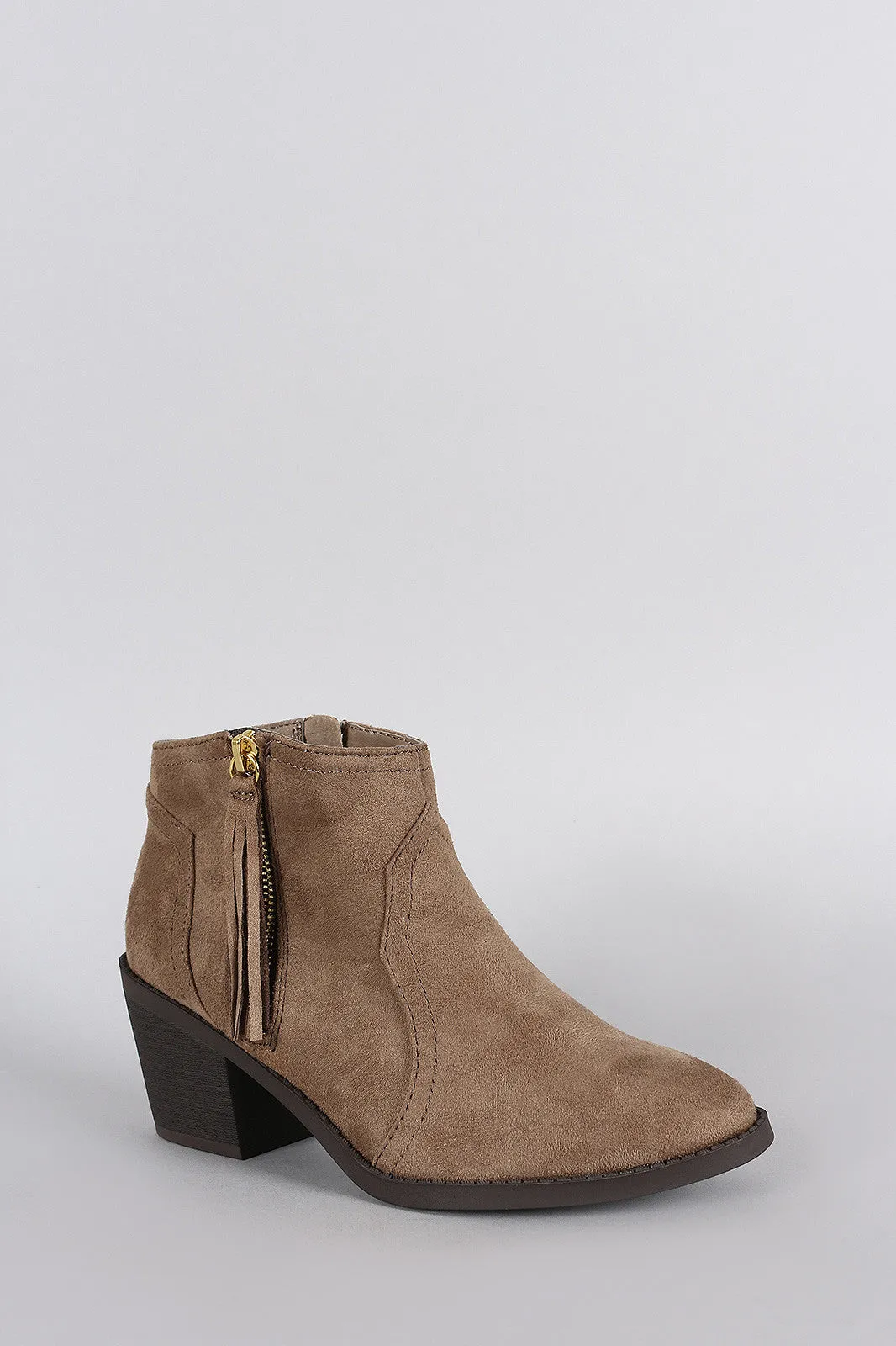 Soda Side Fringe Tassel  Western Ankle Boots